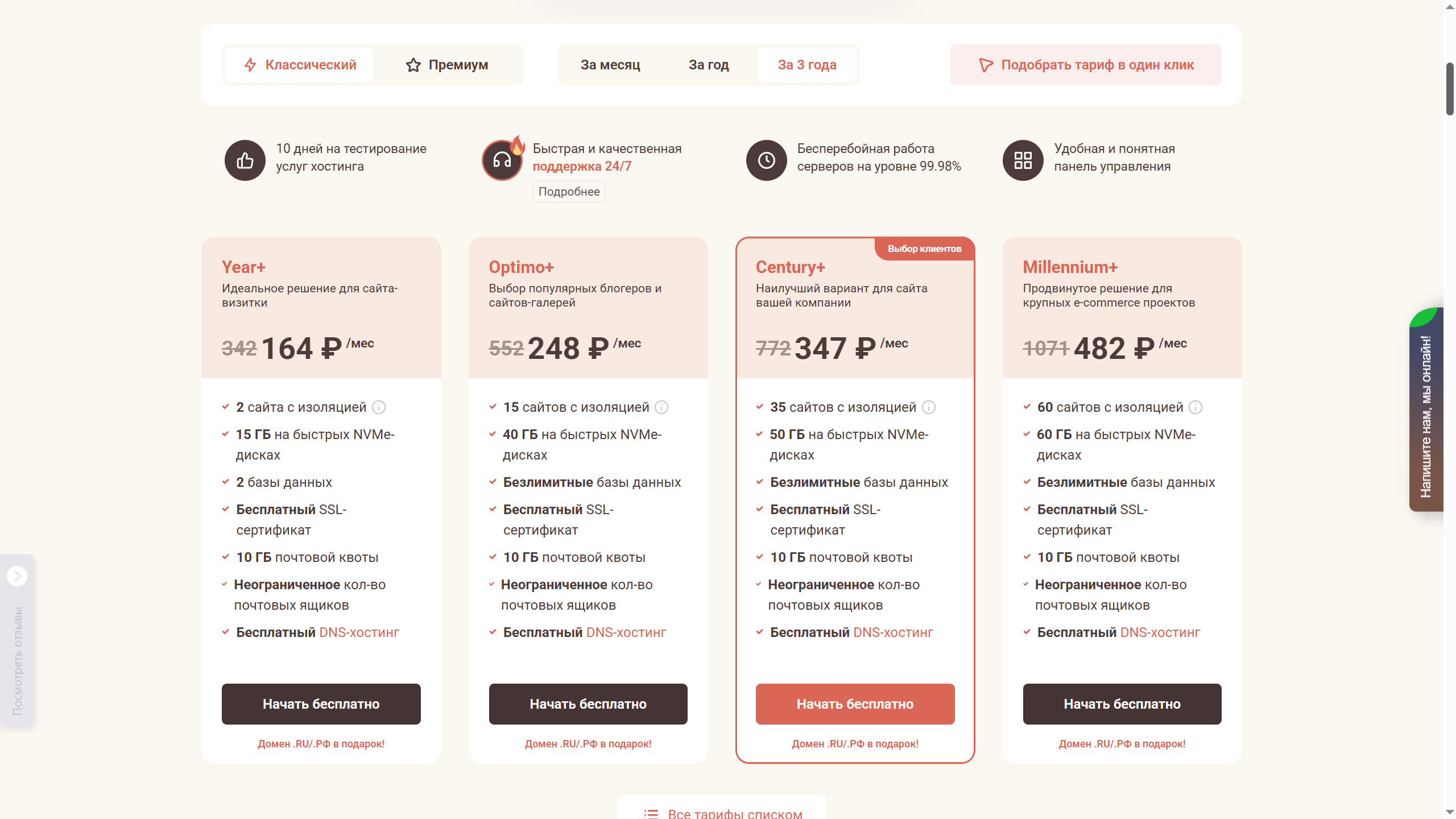 Тарификация услуг TimeWeb